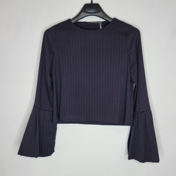 Zara Peplum Crop Top with Bell Sleeves - Picture 1 of 14